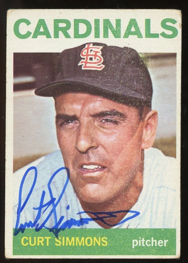 Curt Simmons #385 signed autograph auto 1964 Topps Baseball Trading Card