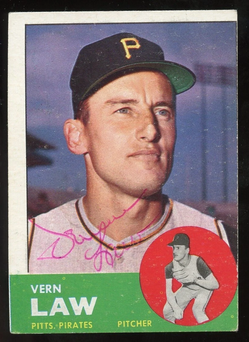 Vern Law #184 signed autograph auto 1963 Topps Baseball Trading Card