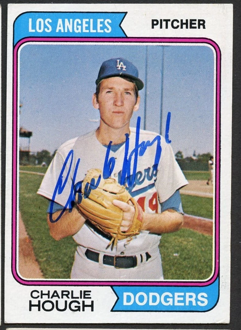 Charlie Hough #408 signed autograph auto 1974 Topps Baseball Trading Card