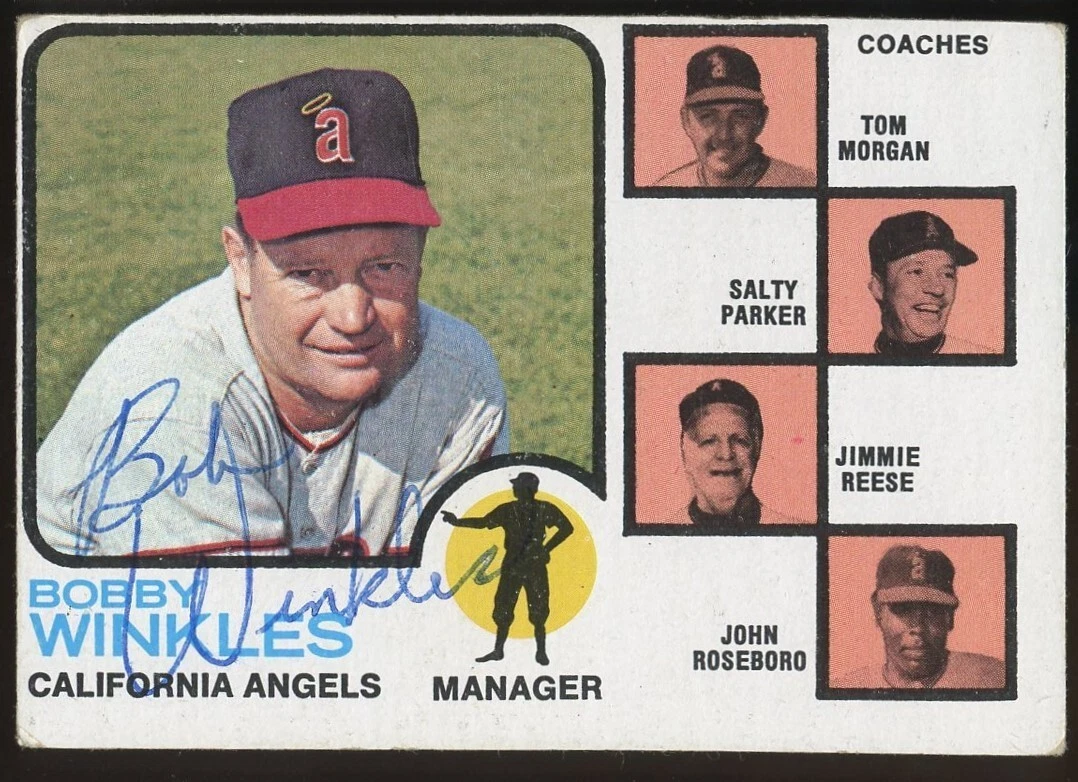 Bobby Winkles #421 signed autograph auto 1973 Topps Baseball Trading Card