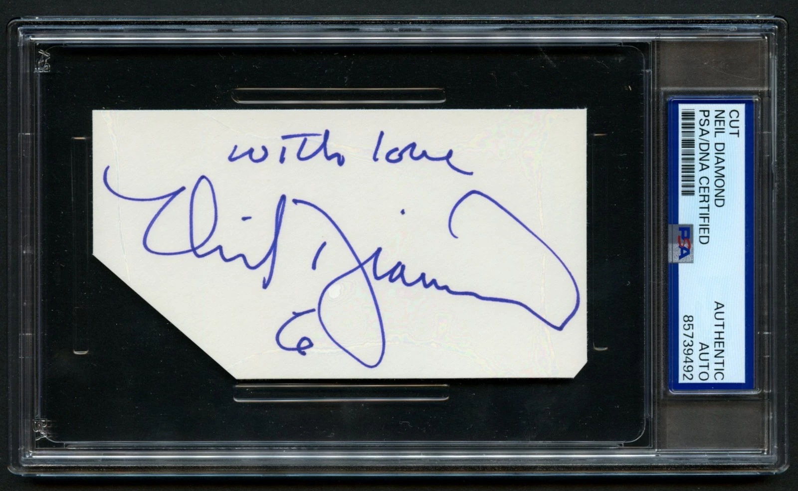 Neil Diamond signed autograph 2.5x4.5 index card Singer & Songwriter PSA Slab