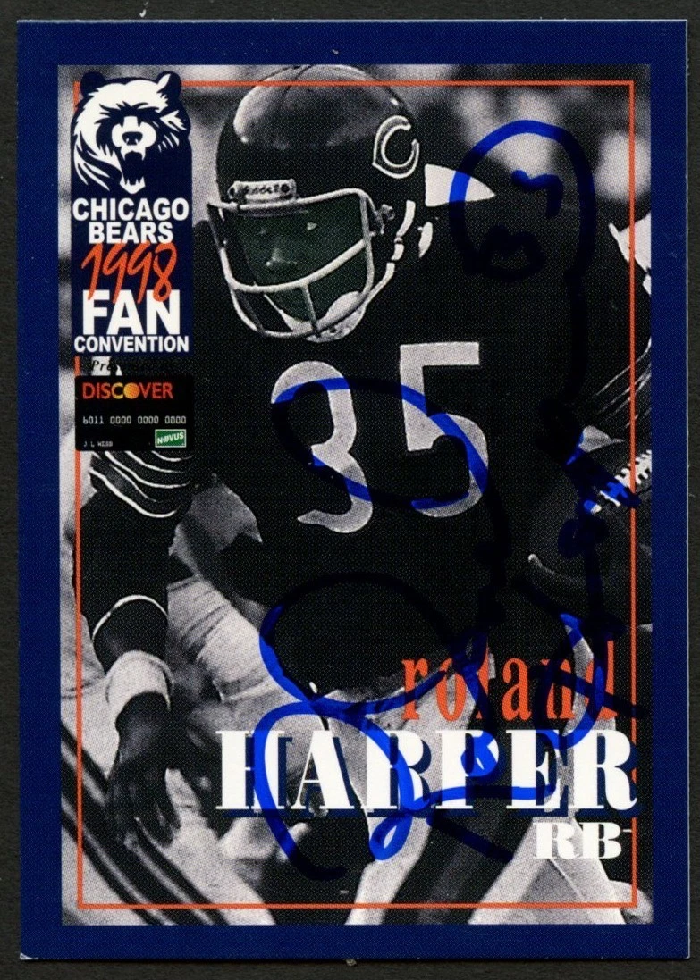 Roland Harper #35 signed autograph auto 1998 Chicago Bears Fan Convention Card