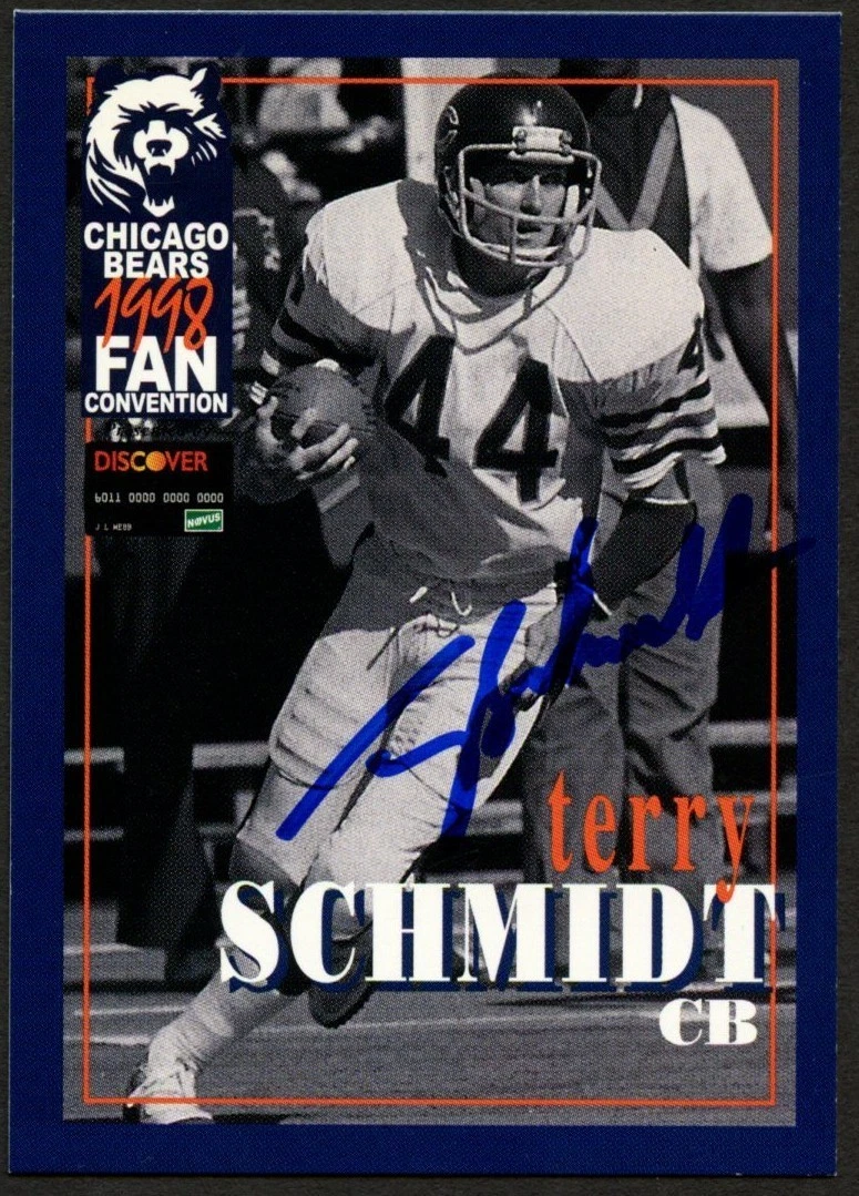 Terry Schmidt #44 signed autograph auto 1998 Chicago Bears Fan Convention Card