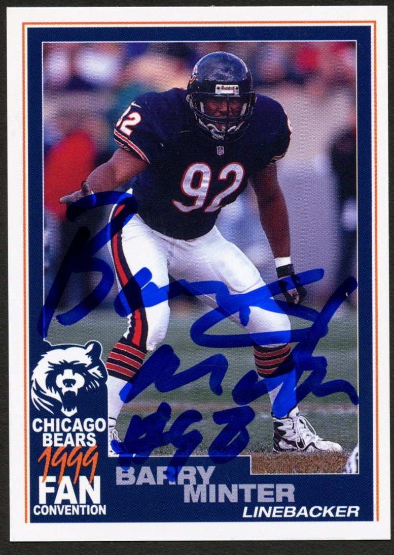 Barry Minter #92 signed autograph auto 1999 Chicago Bears Fan Convention Card