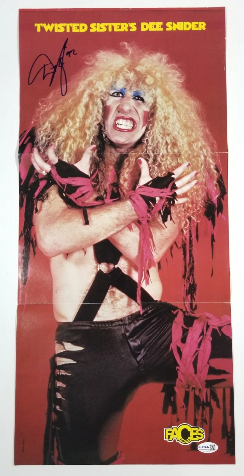 Dee Snider of Twisted Sister hand SIGNED Mag Foldout Poster JSA COA Autographed
