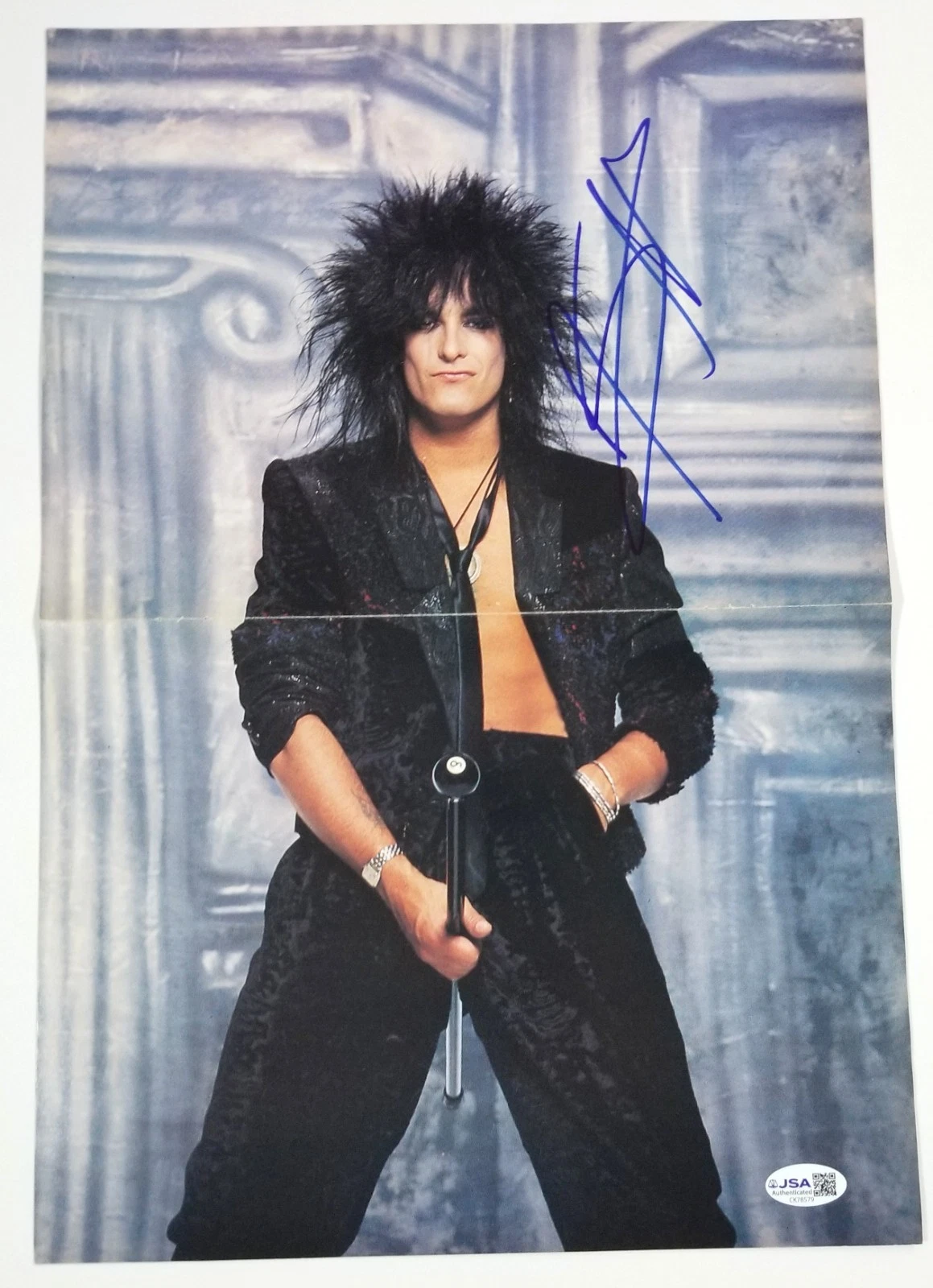 Nikki Sixx of Motley Crue early hand SIGNED Mag Foldout Poster JSA COA Autograph