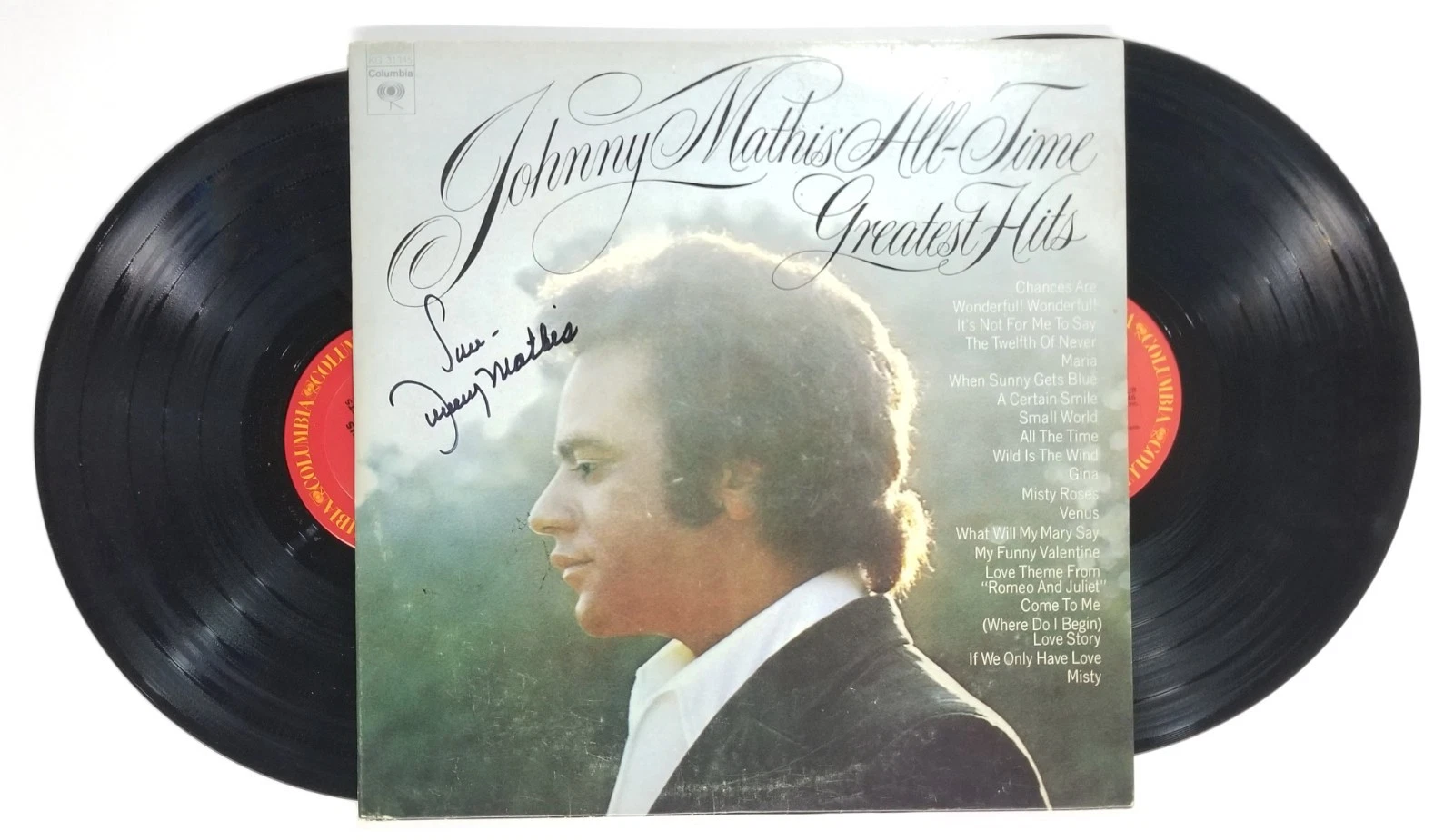 Johnny Mathis SIGNED All-Time Greatest Hits 2x Vinyl Record JSA COA Autographed