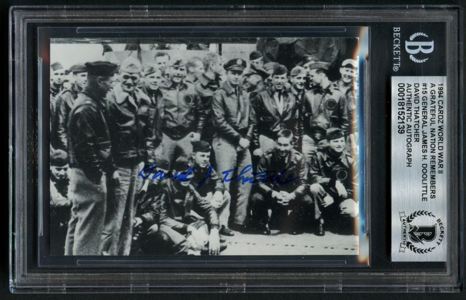 David Thatcher d2016 signed autograph Doolittle Raider WWII Card BAS Slabbed