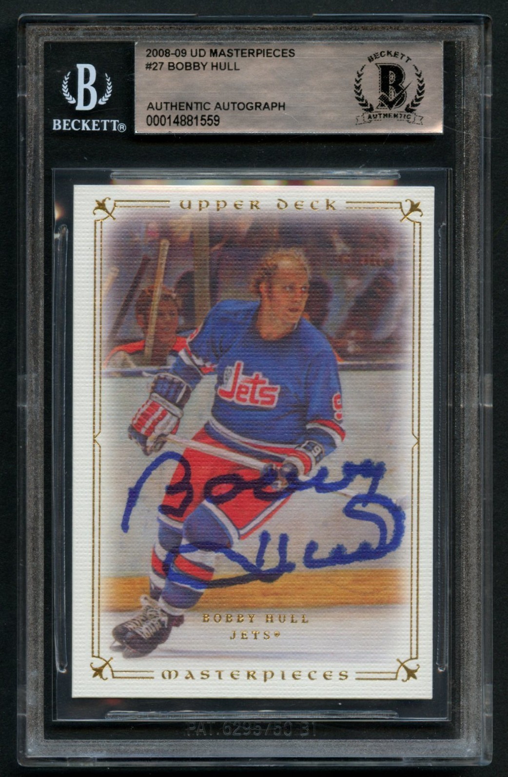 Bobby Hull #27 signed autograph 2008 Upper Deck Masterpieces Card BAS Slabbed