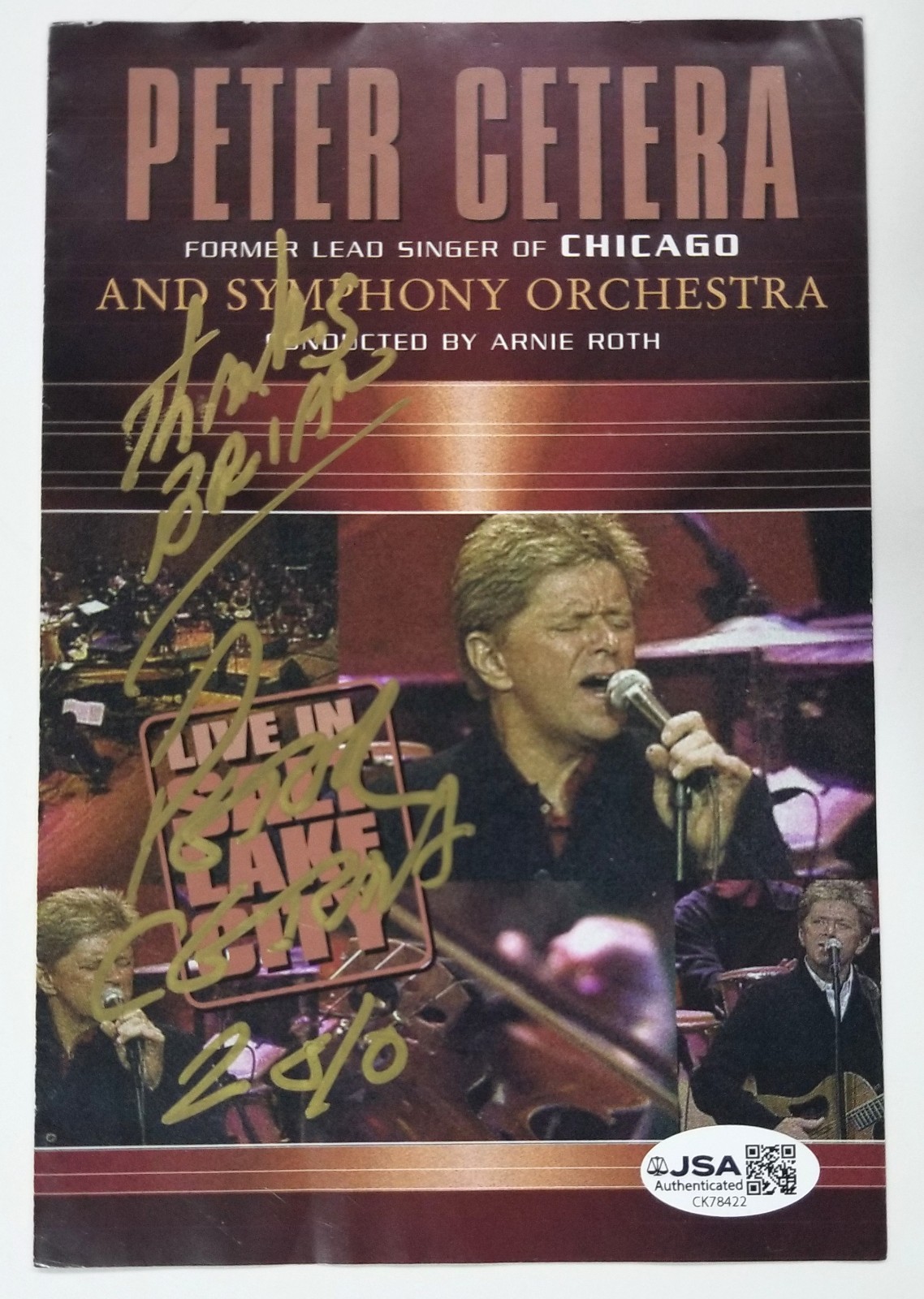 Peter Cetera of Chicago band SIGNED Live In Salt Lake City DVD Cover JSA COA
