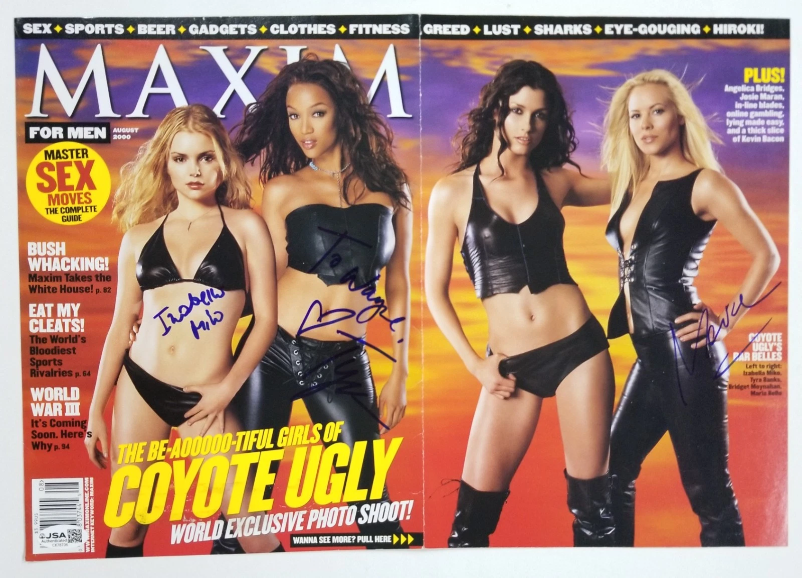 IZABELLA MIKO, TYRA BANKS, MARIA BELLO SIGNED COYOTE UGLY MAXIM COVER JSA COA COLLECTIBLE MEMORABILIA