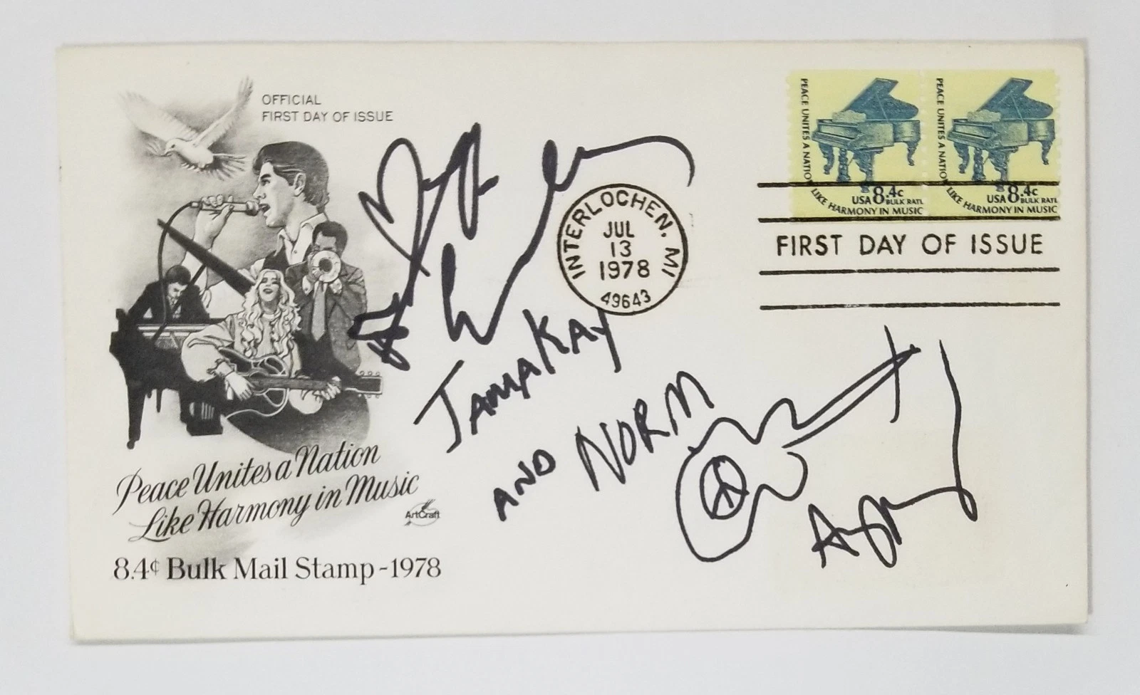 Indigo Girls SIGNED 1978 Peace Unites Music First Day Cover FDC Envelope JSA COA