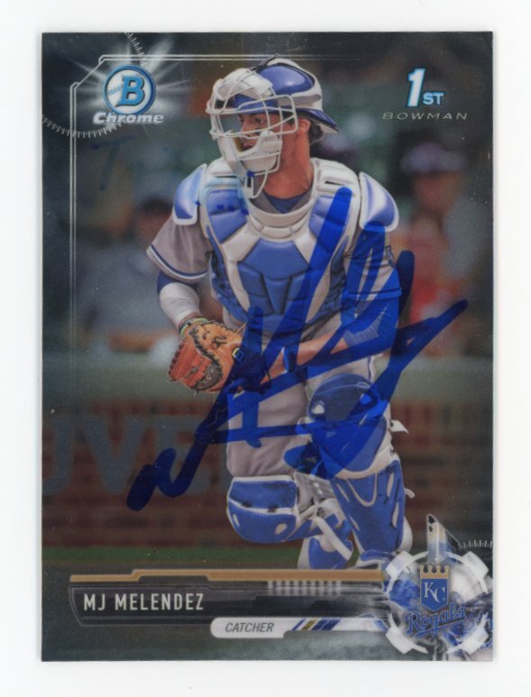 SIGNED BASEBALL CARD AUTO 2017 BOWMAN CHROME MJ MELENDEZ KANSAS CITY ROYALS 172