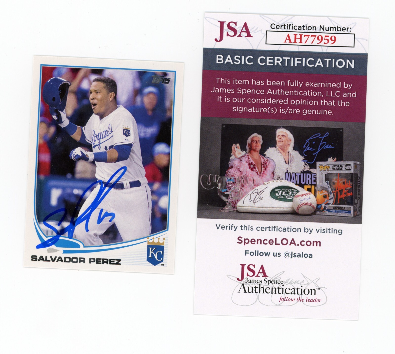 SIGNED BASEBALL CARD AUTO KANSAS CITY ROYALS 2013 TOPPS SALVADOR PEREZ JSA COA