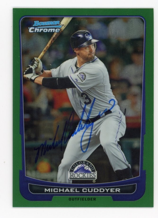 SIGNED BASEBALL CARD AUTO 2012 BOWMAN CHROME REFRACTOR MICHAEL CUDDYER ROCKIES