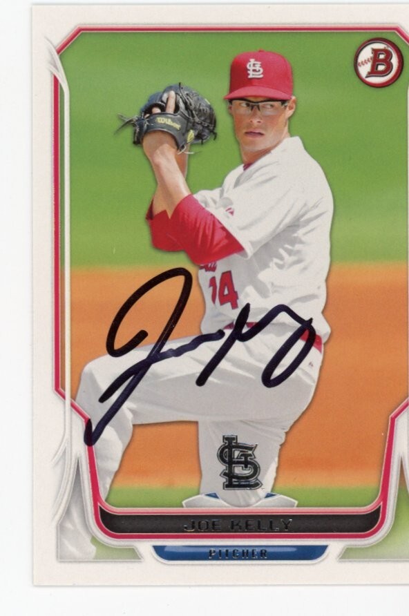 SIGNED BASEBALL CARD AUTO BOWMAN 2014 JOE KELLY #113 ST LOUIS CARDINALS