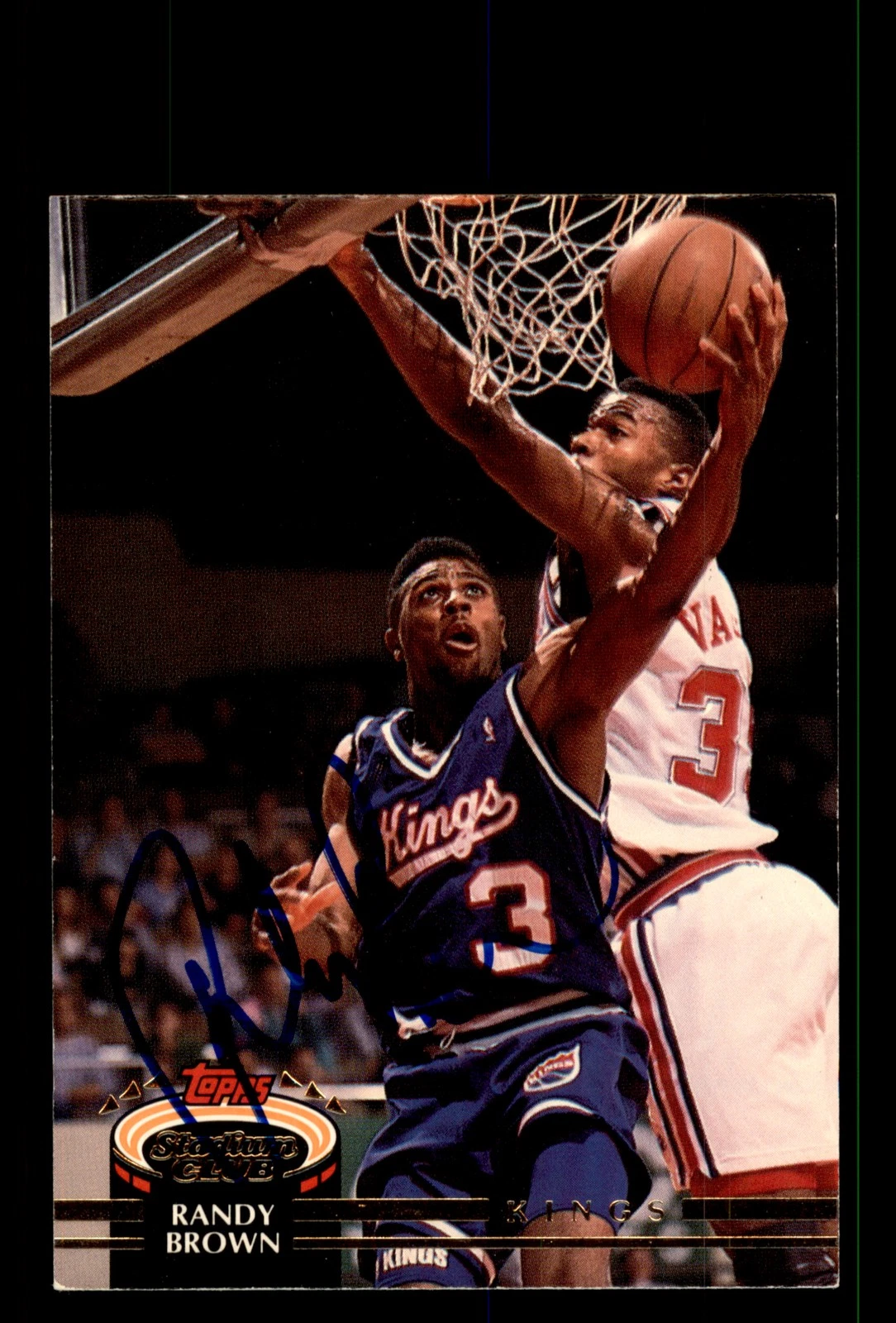 Signed Basketball Card Auto Randy Brown 1992-93 Topps Stadium Club #70 Kings