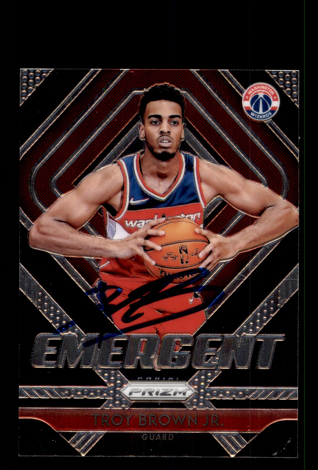 Signed Basketball Card Auto Troy Brown Jr. 2018-19 Panini Prizm #15 Wizards