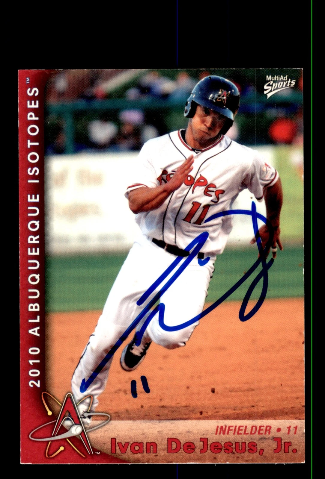 Signed Baseball Card Auto Ivan DeJesus Jr. 2010 MultiAd Albuquerque Isotopes #10
