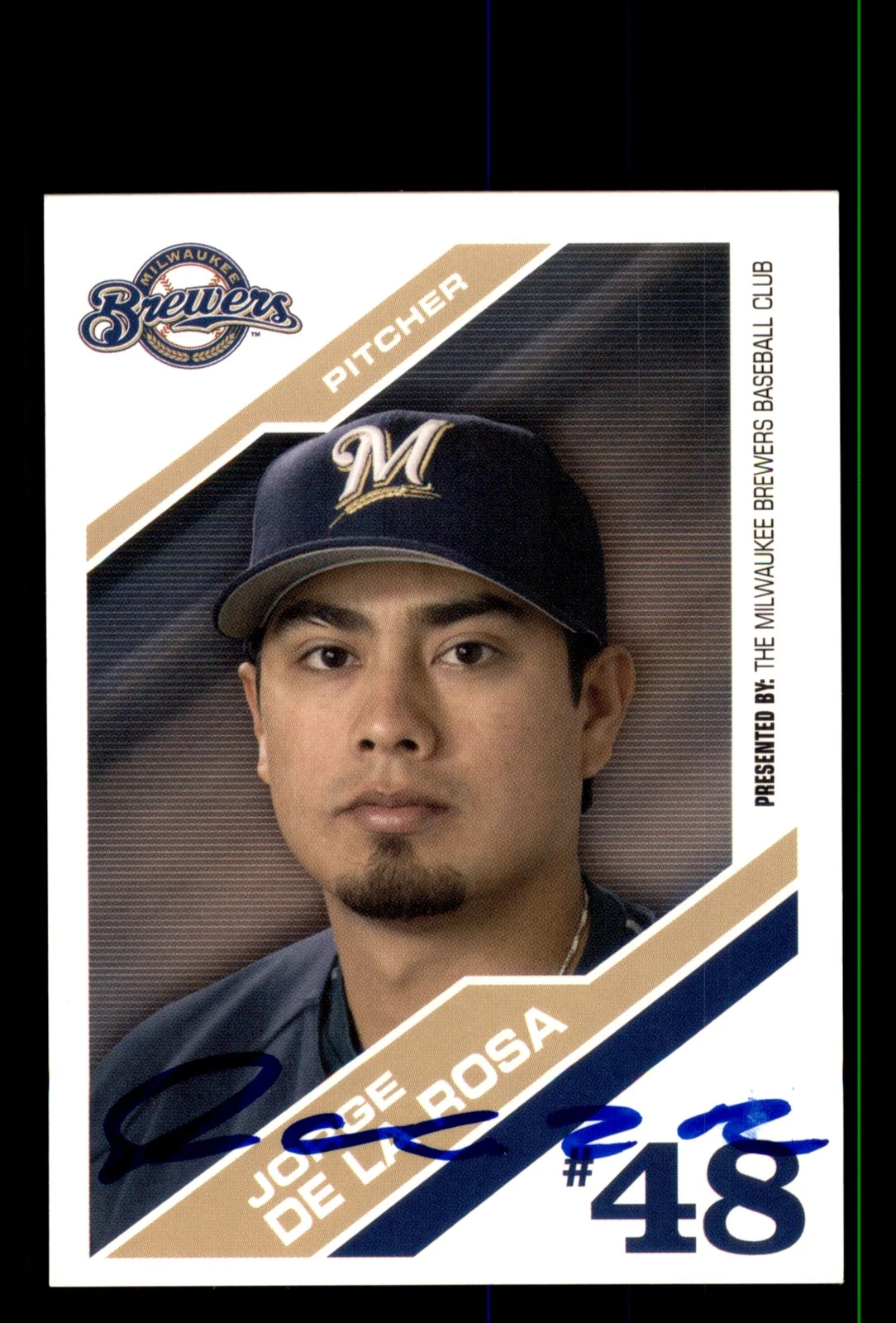 Signed Baseball Card Auto Jorge De La Rosa 2006 Milwaukee Brewers Police