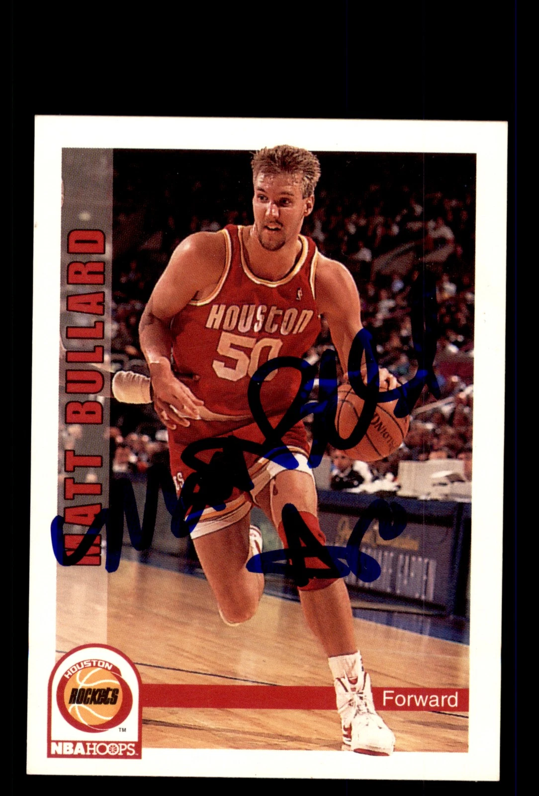 Signed Basketball Card Auto Matt Bullard 1992-93 Hoops #80 Houston Rockets