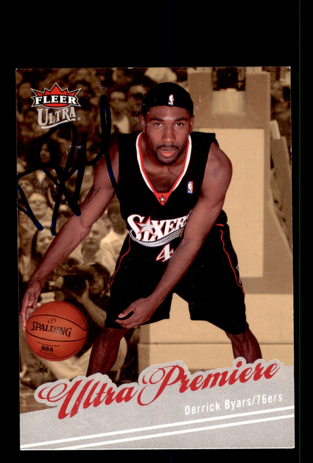 Signed Basketball Card Auto Derrick Byars 2007-08 Ultra #227 Philadelphia 76ers