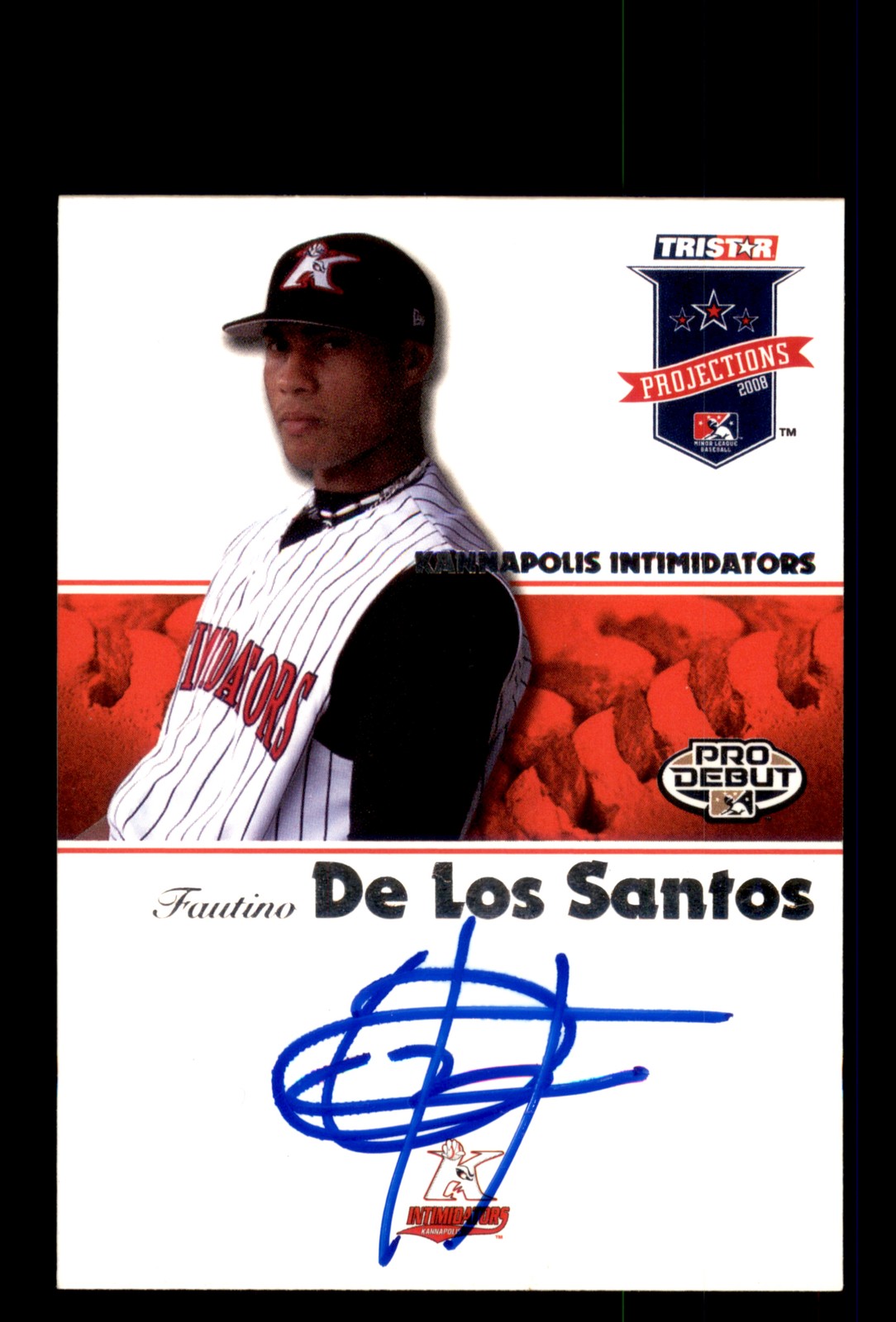 Signed Baseball Card Auto Fautino De Los Santos 2008 TriStar PROjections #76