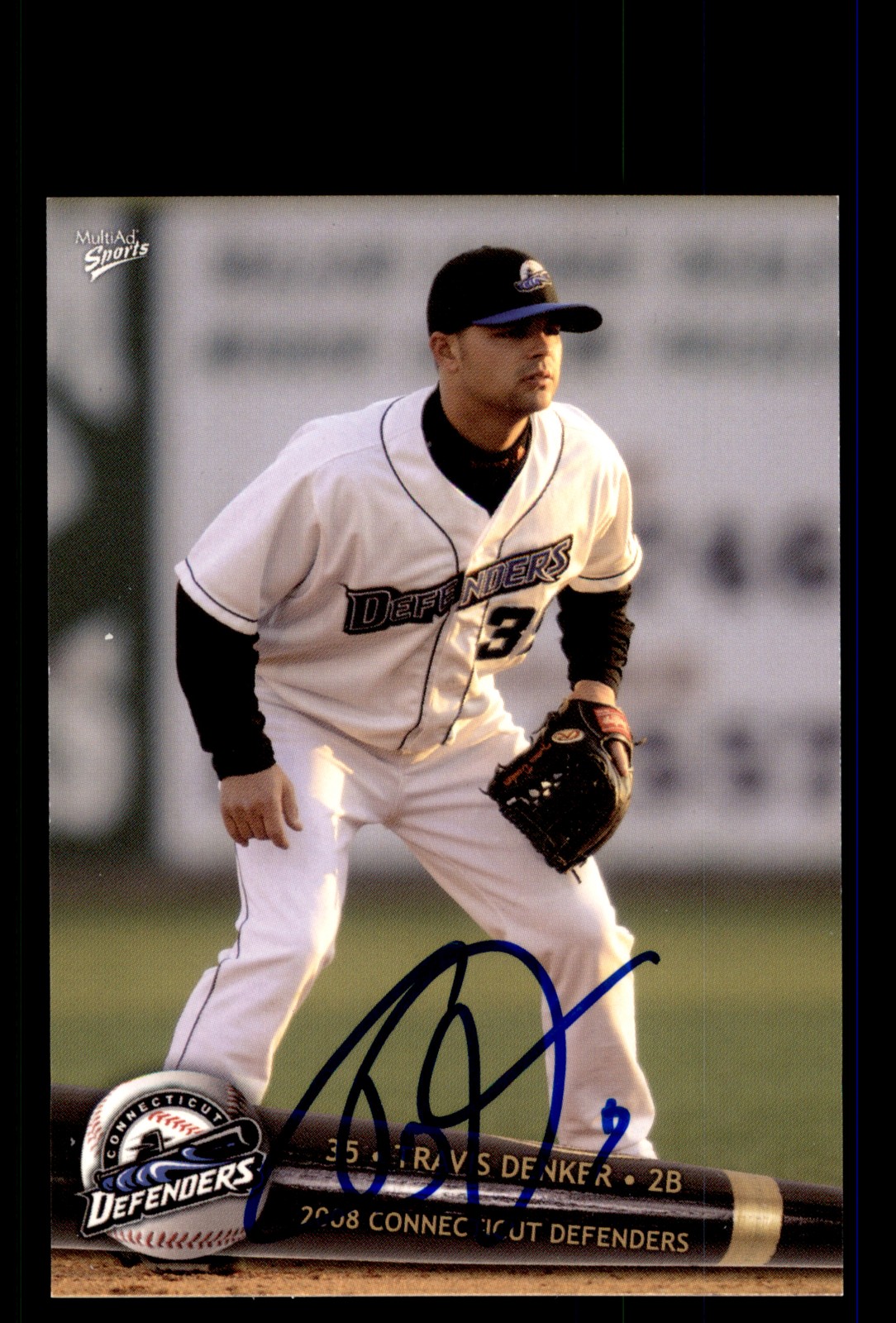 Signed Baseball Card Auto Travis Denker 2008 MultiAd Connecticut Defenders #13