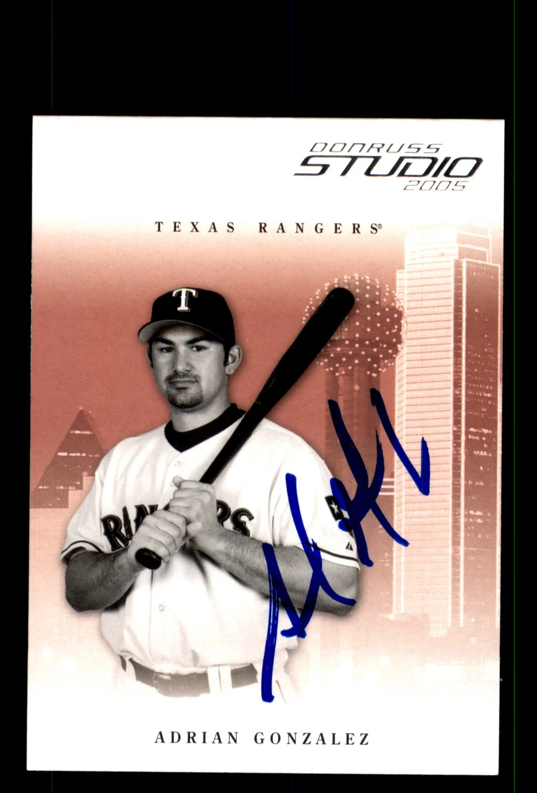 Signed Baseball Card Auto Adrian Gonzalez 2005 Donruss Studio #276 Texas Rangers