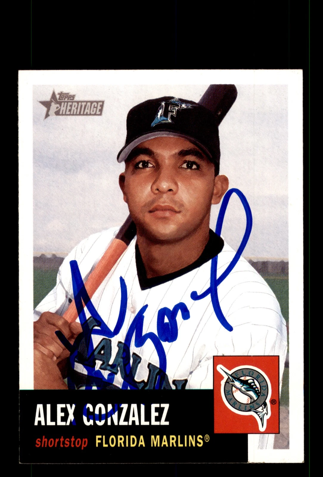 Signed Baseball Card Auto Alex Gonzalez 2002 Topps Heritage #262 Florida Marlins