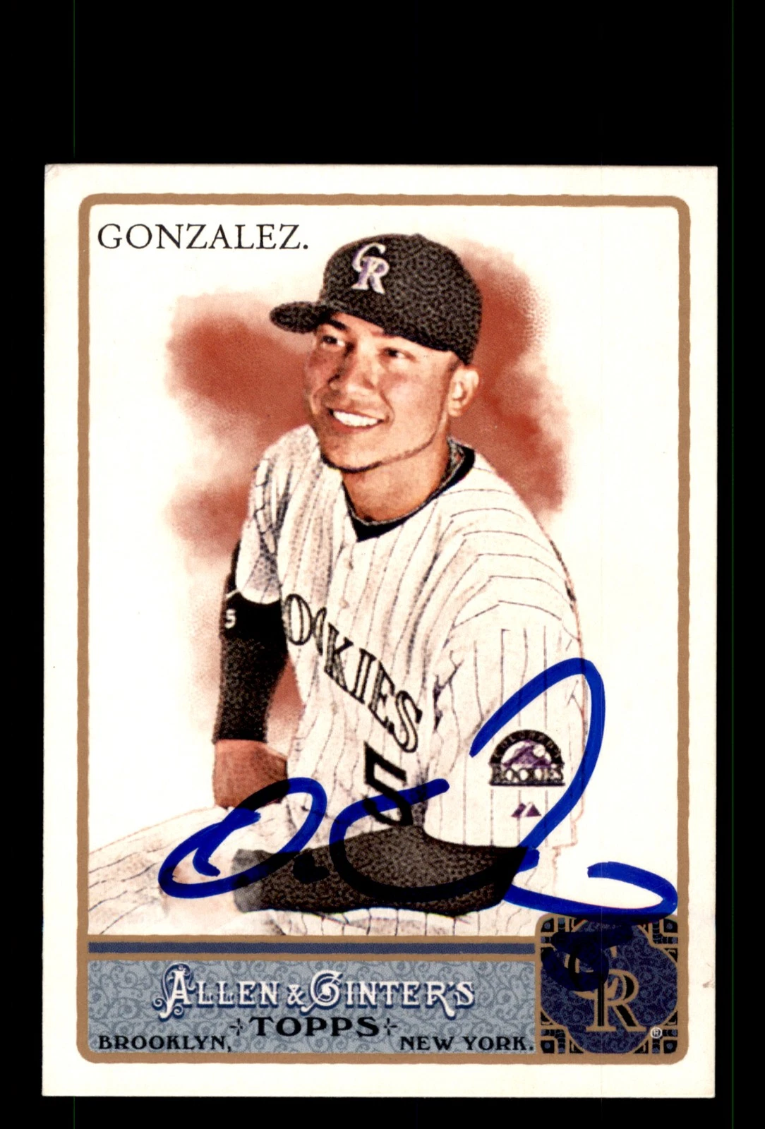 Signed Baseball Card Auto Carlos Gonzalez 2011 Topps Allen & Ginter #1 Rockies