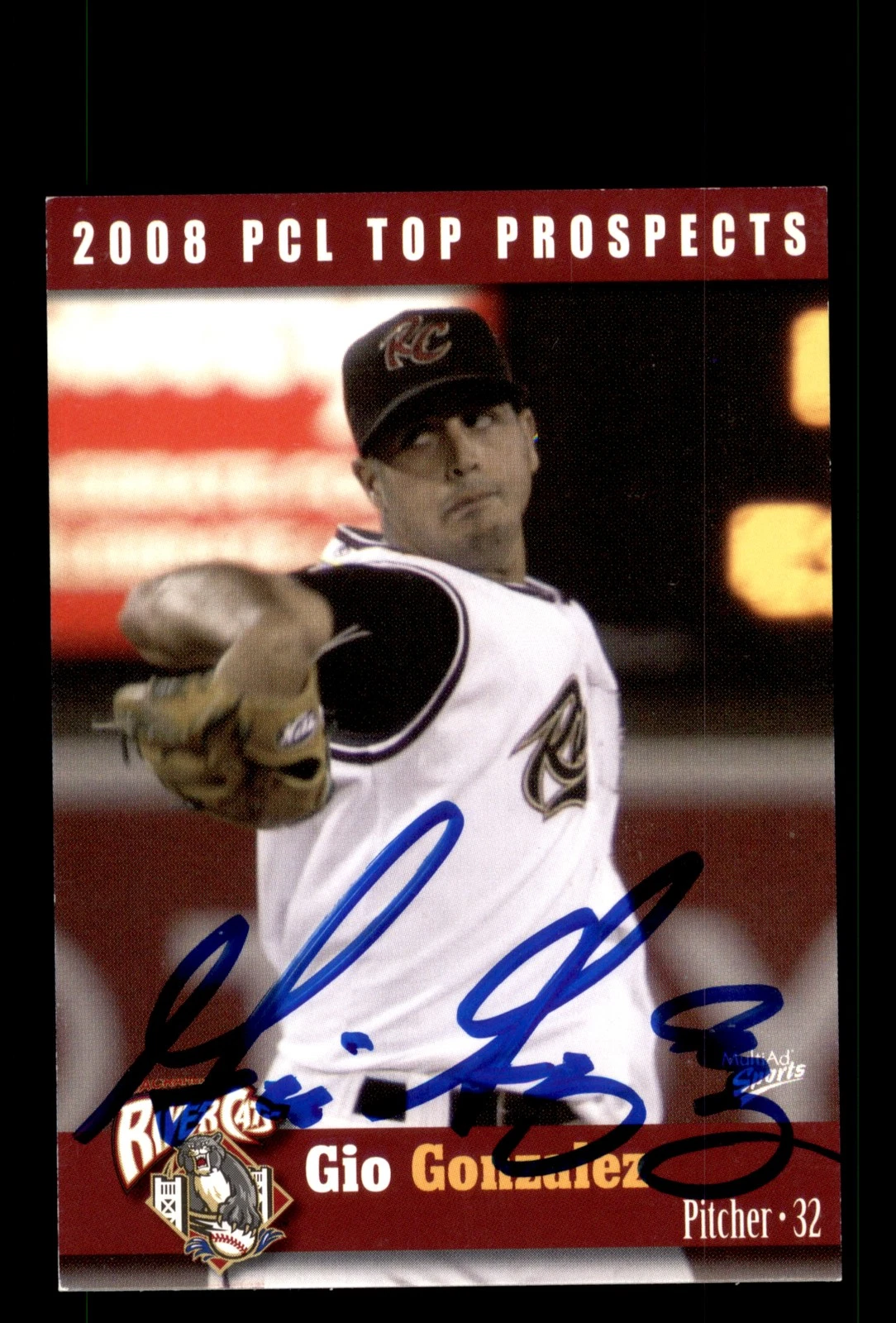 Signed Baseball Card Auto Gio Gonzalez 2008 Pacific Coast League #30
