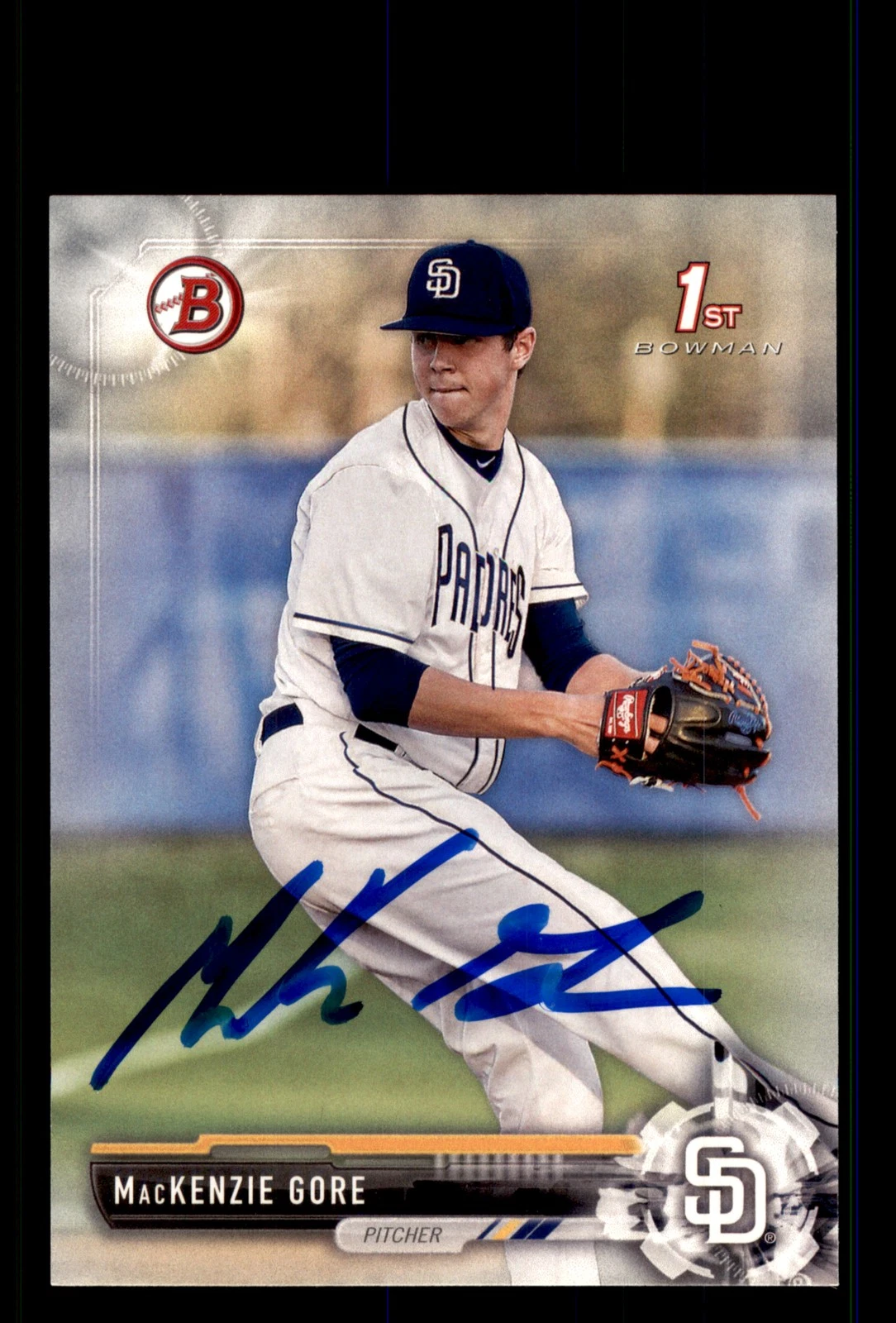 Signed Baseball Card Auto MacKenzie Gore 2017 Bowman #BD-25 San Diego Padres