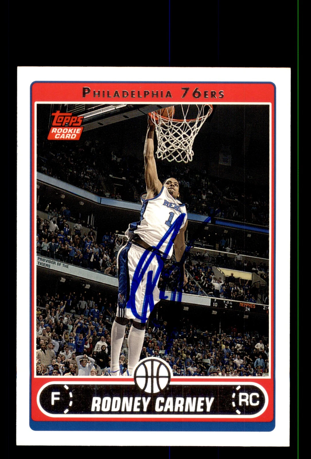 Signed Basketball Card Auto Rodney Carney 2006-07 Topps #249 Philadelphia 76ers