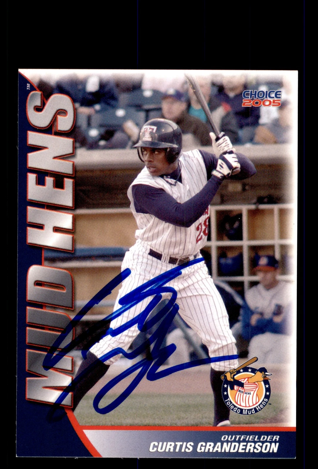 Signed Baseball Card Auto Curtis Granderson 2005 Choice Toledo Mud Hens #12 MILB