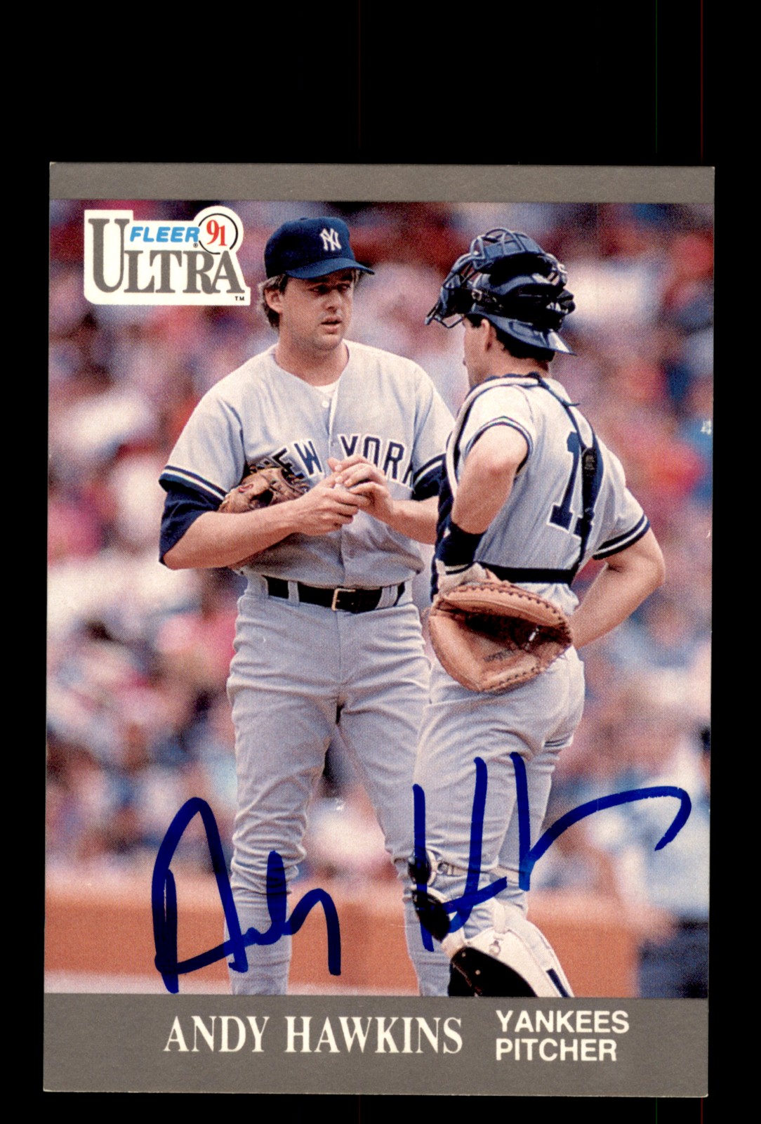 Signed Baseball Card Auto Andy Hawkins 1991 Ultra #234 New York Yankees