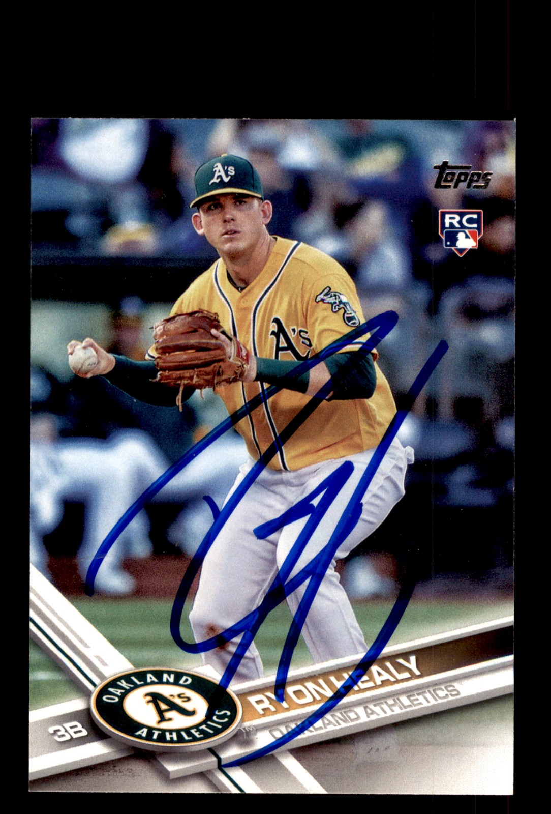 Signed Baseball Card Auto Ryon Healy 2017 Topps #53 Oakland Athletics