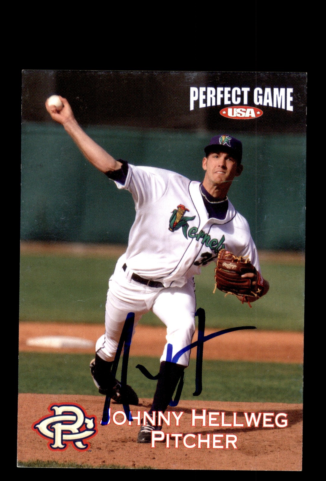 Signed Baseball Card Auto 2010 Perfect Game Cedar Rapids Kernels Johnny Hellweg