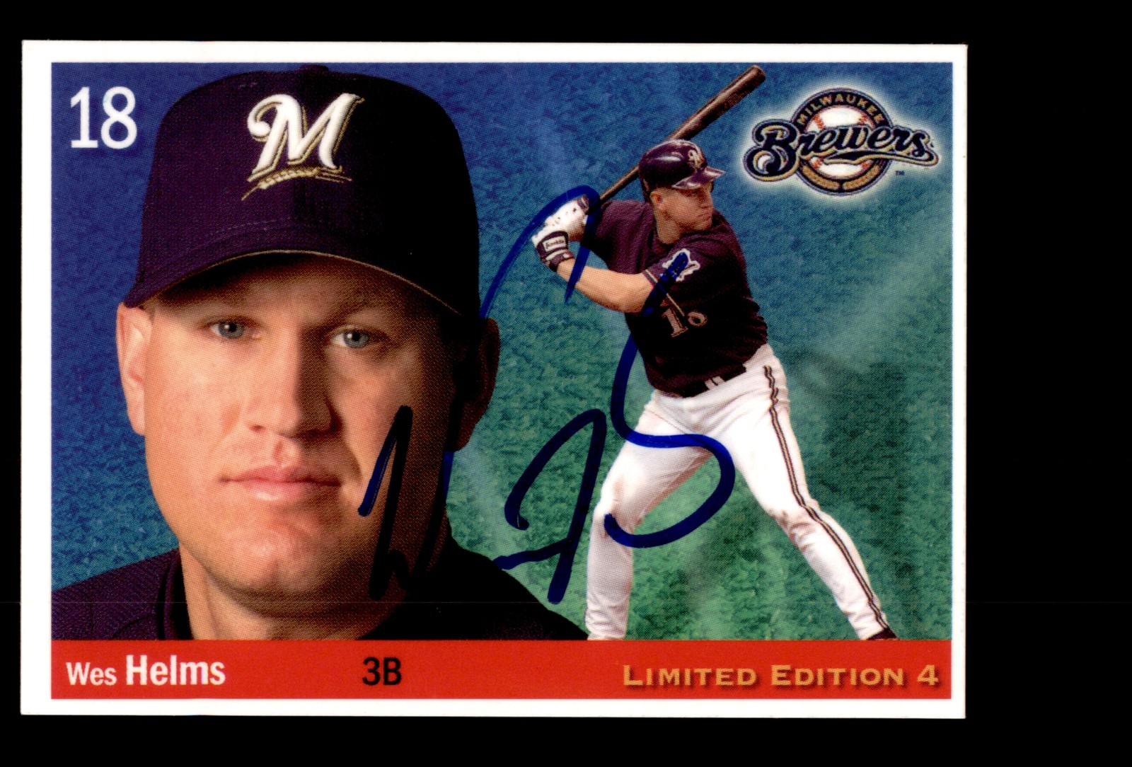 Signed Baseball Card Auto Wes Helms 2004 DAV #4 Milwaukee Brewers