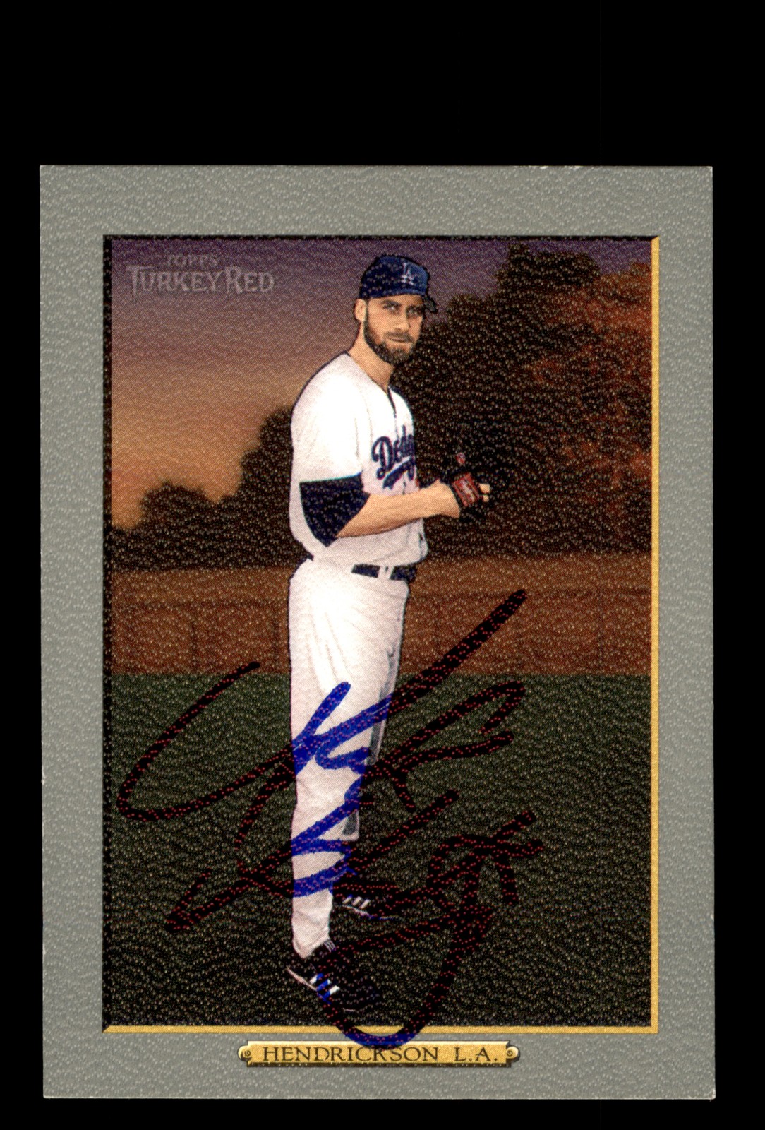 Signed Baseball Card Auto Mark Hendrickson 2006 Topps Turkey Red #542 Dodgers