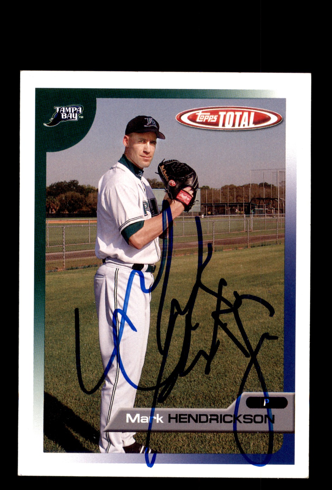 Signed Baseball Card Auto Mark Hendrickson 2005 Topps Total #499 Devil Rays