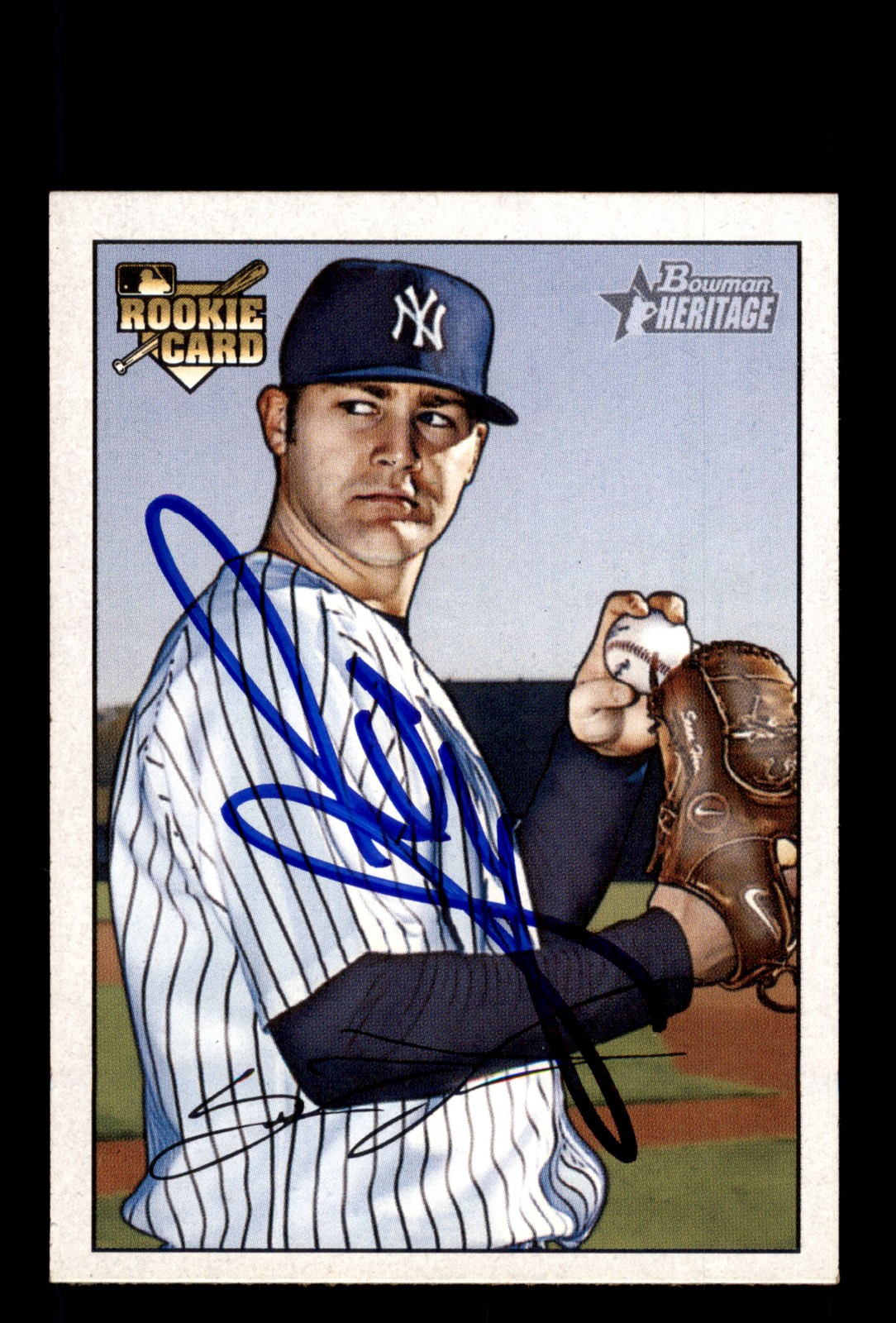 Signed Baseball Card Auto Sean Henn 2007 Bowman Heritage #204 New York Yankees