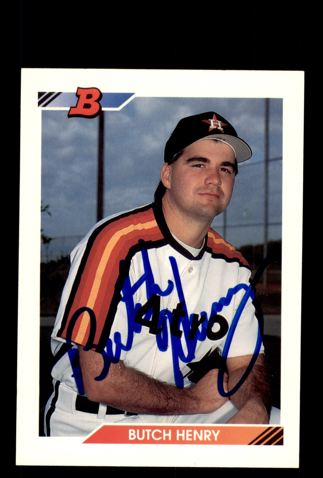 Signed Baseball Card Auto Butch Henry 1992 Bowman #502 Houston Astros