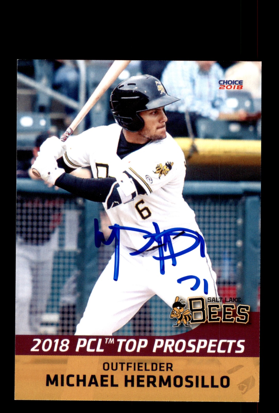 Signed Baseball Card Auto Michael Hermosillo 2018 Pacific Coast League Prospects