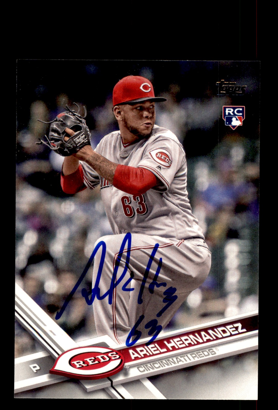 Signed Baseball Card Auto Ariel Hernandez 2017 Topps Update #US48 Reds