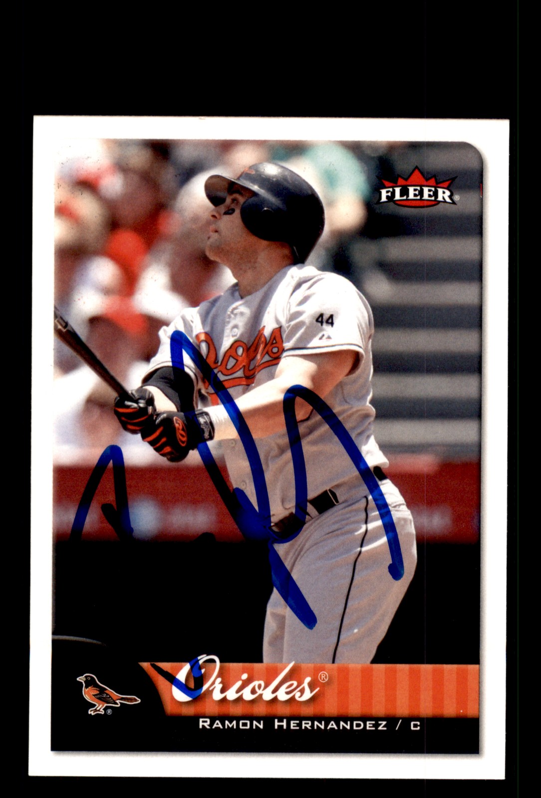 Signed Baseball Card Auto Ramon Hernandez 2007 Fleer #290 Baltimore Orioles