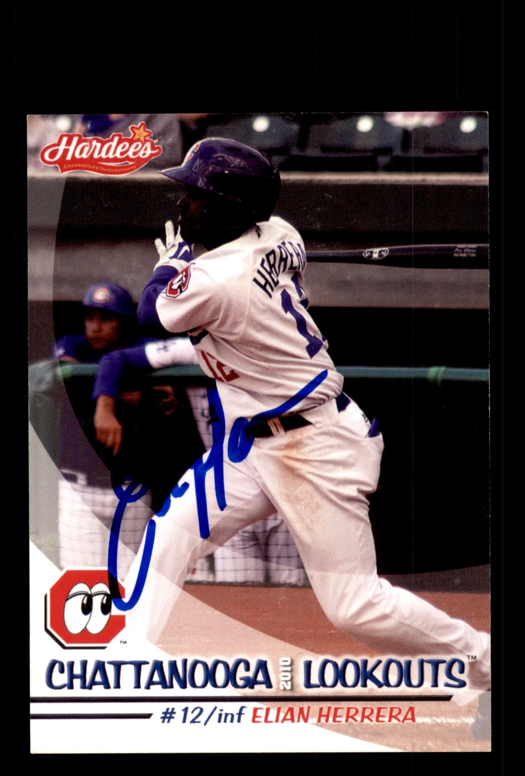 Signed Baseball Card Auto Elian Herrera 2010 Grandstand Chattanooga Lookouts