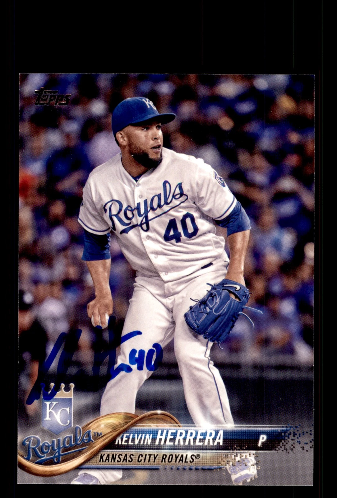 Signed Baseball Card Auto Kelvin Herrera 2018 Topps #406 Kansas City Royals