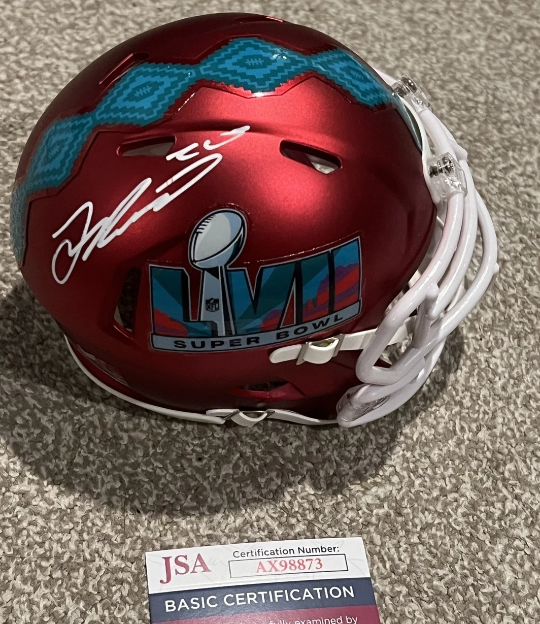 JUSTIN REID SIGNED FOOTBALL MINI HELMET AUTO KANSAS CITY CHIEFS SB 57 JSA COA