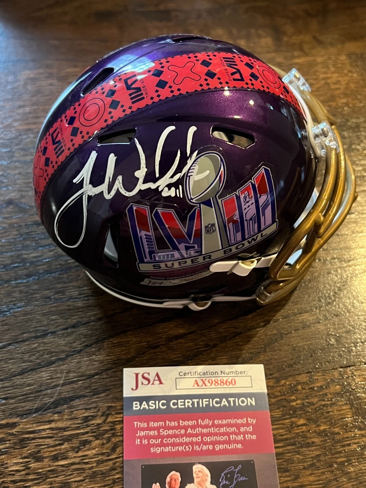 JAMES WINCHESTER SIGNED FOOTBALL MINI HELMET KANSAS CITY CHIEFS AUTO SB 58 JSA